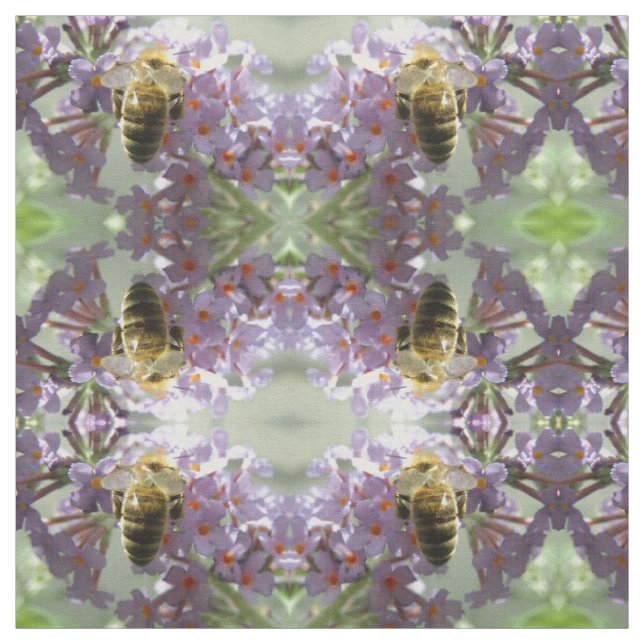 Honigbiene und Buddleia-Blume Gemustert Tier Stoff (Muster)