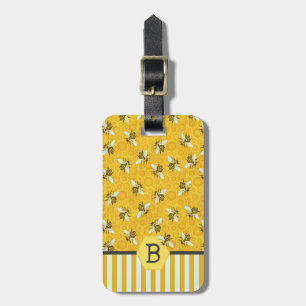 Honigbiene Waben Hummel Monogramm-Muster Gepäckanhänger