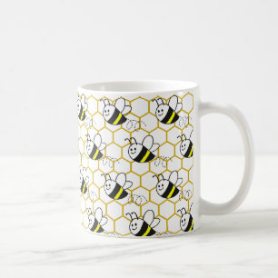 Honigbiene Wabenmuster Schwarz Gelb Weiß Kaffeetasse