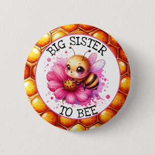 Honigbiene zum Thema Girl's Baby Shower Schwester  Button