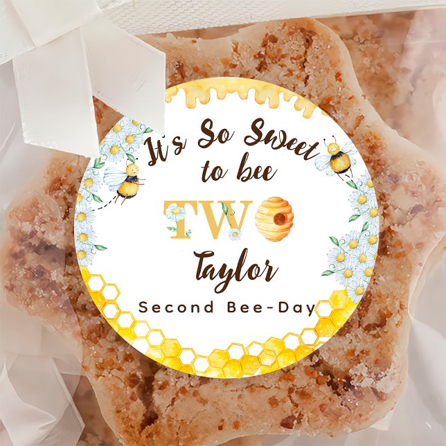 Honigbiene zum zweiten Geburtstag Runder Aufkleber (Von Creator hochgeladen)