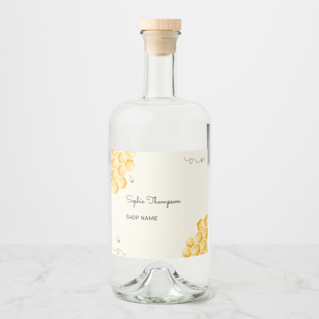 Honigbienen Alkoholflaschenetikett (Vorderseite)