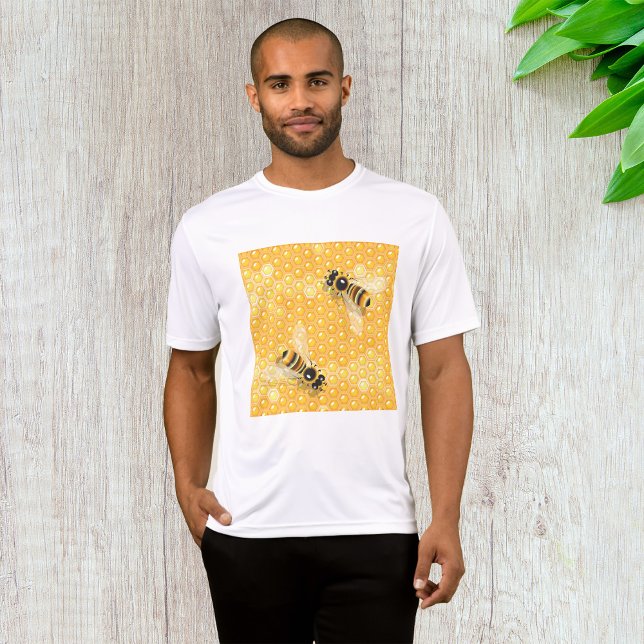 Honigbienen auf hellen Honigwabenmustern T-Shirt (Von Creator hochgeladen)