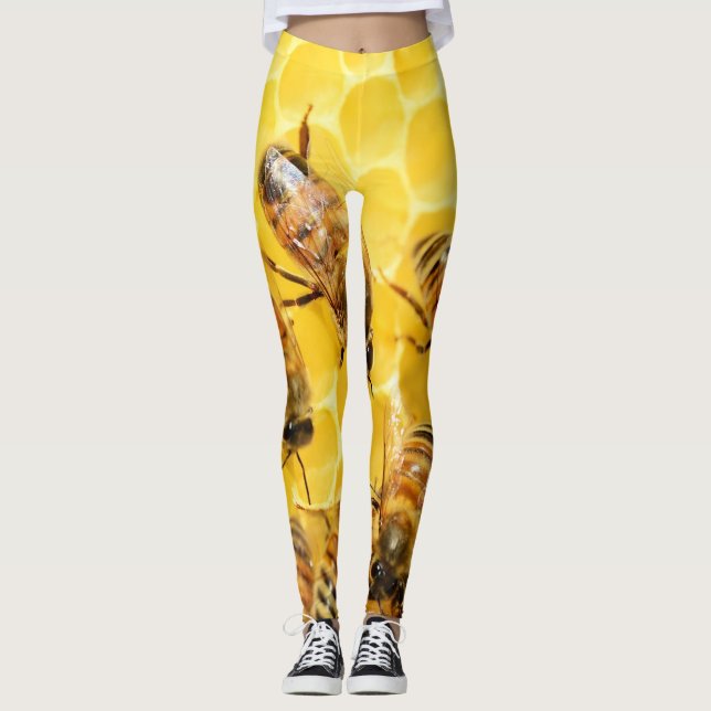 Honigbienen auf Honeycomb Leggings (Vorderseite)