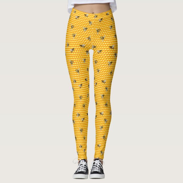 Honigbienen auf Honigwabenrüben Leggings (Vorderseite)
