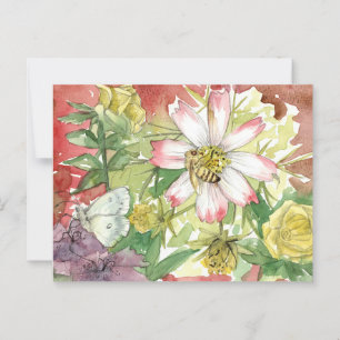 Honigbienen-Blume Sommer-Gartenollinatoren Postkarte