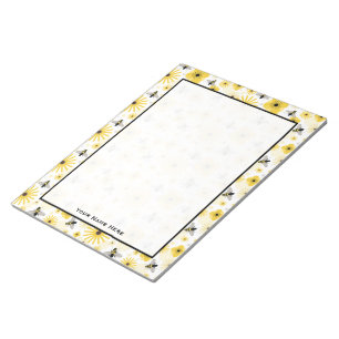 Honigbienen-Blume und Polka-Dots-Notepad Notizblock