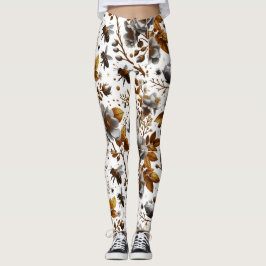 Honigbienen Blüten und Blätter Muster doodle Kunst Leggings