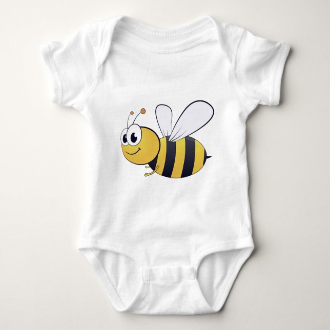 Honigbienen-Cartoon/Clipart Jersey Bodysuit Baby Strampler (Vorderseite)