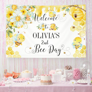 Honigbienen der Blumenwelt 1. 2. Geburtstag Banner