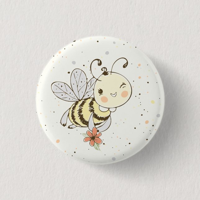 Honigbienen, Feen- und Baby-Bienen im nahtlosen Mu Button (Vorderseite)