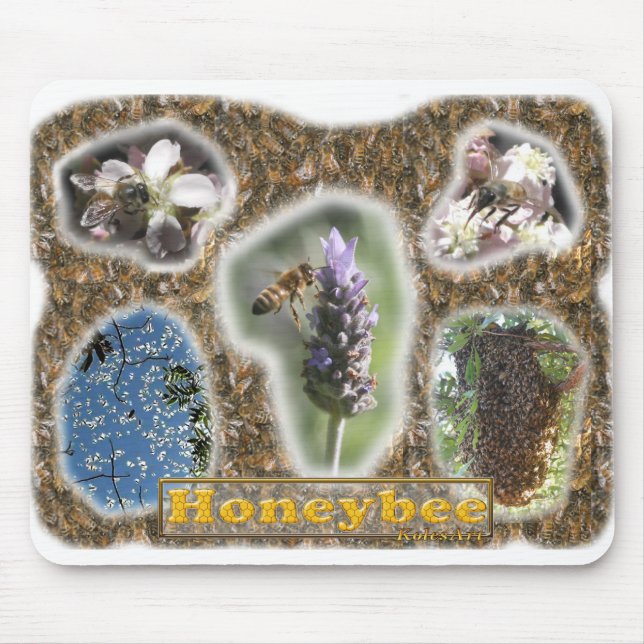 Honigbienen-Foto-Collage Mousepad (Vorne)