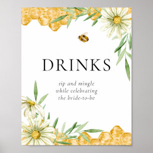 Honigbienen Gänseblümchen-Blumen-Bar-Getränkestati Poster