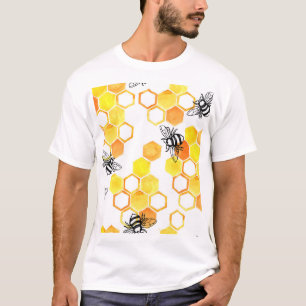 Honigbienen: Gelbes Aquarellmuster T-Shirt