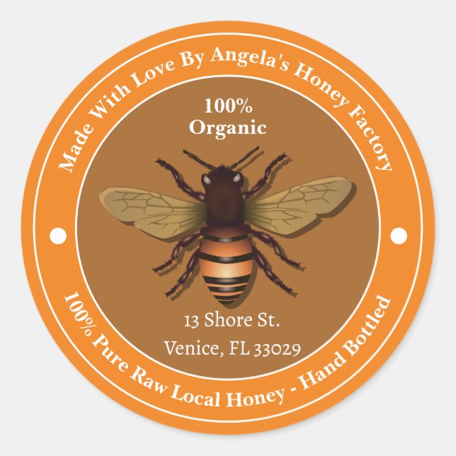 Honigbienen Honeycomb Bee Apiary Business Labels Runder Aufkleber (Vorderseite)