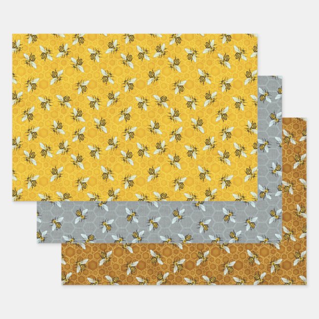 Honigbienen Honeycomb Bienen Apiary Patterns Geschenkpapier Set (Set)