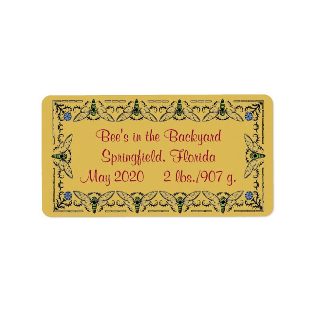 Honigbienen im Hinterhof Golden Honey Jar Adressaufkleber (Vorne)