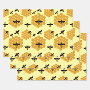 Honigbienen-Insekt Lover Gelber Bienenhalter Geschenkpapier Set