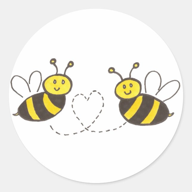 Honigbienen mit Heart Round Sticker (Vorderseite)