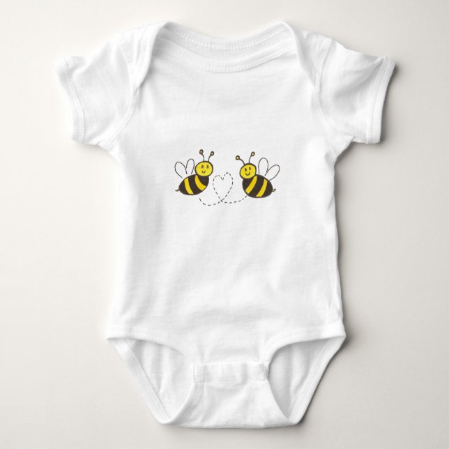 Honigbienen mit Herz Baby Strampler (Vorderseite)