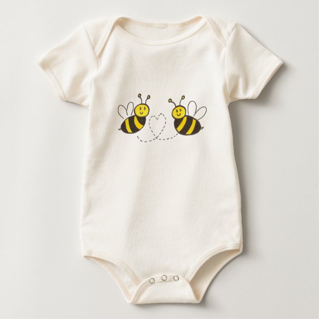 Honigbienen mit Herz Baby Strampler (Vorderseite)