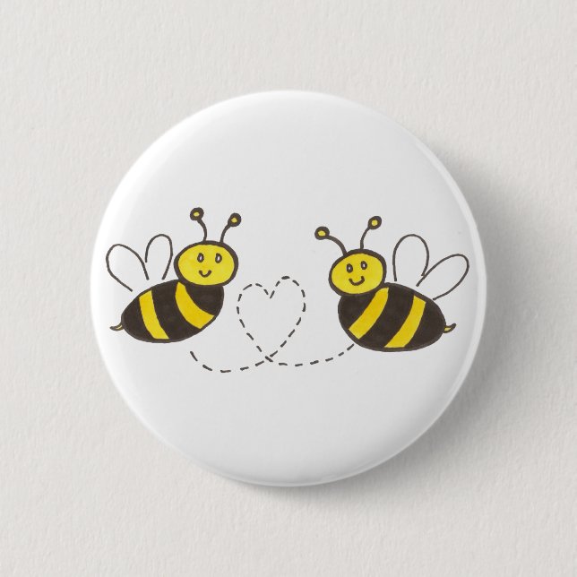 Honigbienen mit Herz Button (Vorderseite)