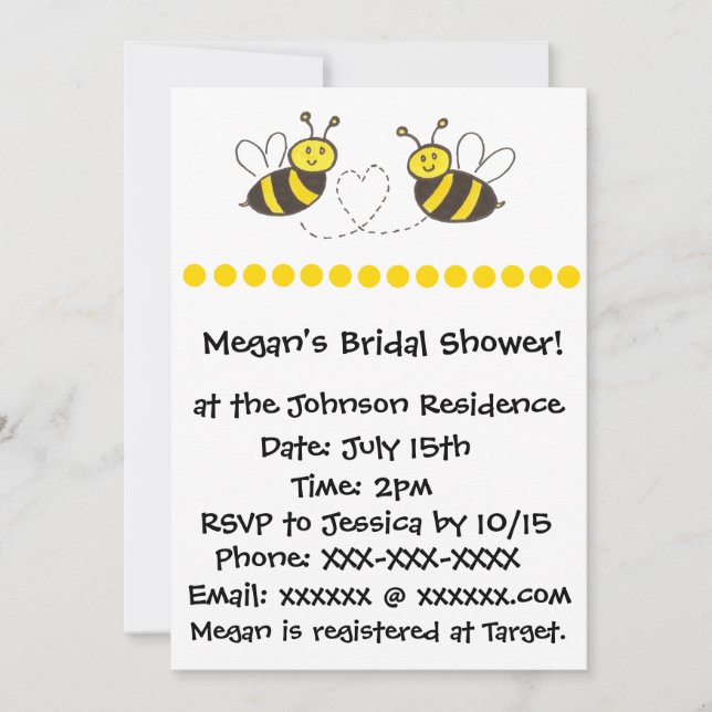 Honigbienen mit Herz Einladung (Vorderseite)