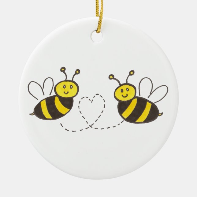 Honigbienen mit Herz Keramikornament (Vorne)