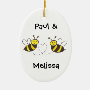 Honigbienen mit Herz Keramikornament