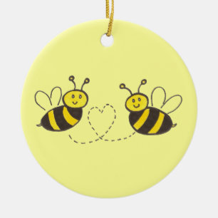 Honigbienen mit Herz Keramikornament