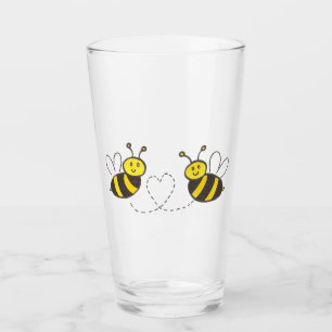 Honigbienen mit Herz-Niedlich-Illustration Glas