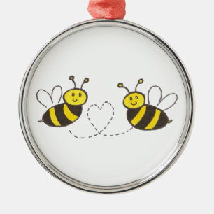 Honigbienen mit Herz Ornament Aus Metall