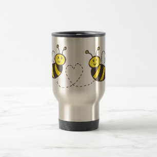 Honigbienen mit Herz Reisebecher
