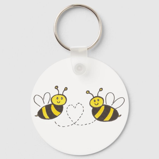 Honigbienen mit Herz Schlüsselanhänger (Vorderseite)
