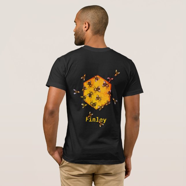 Honigbienen mit orangegelbem Hexagon zeichnend Kun T-Shirt (Schwarz voll)