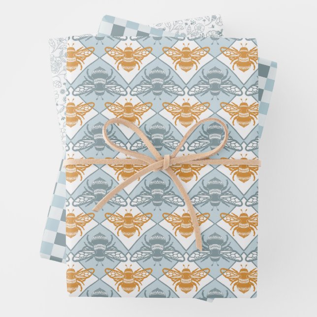 Honigbienen-Muster-Koordination Geschenkpapier Set (Beispiel)