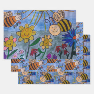 Honigbienen und Blume Geschenkpapier Set