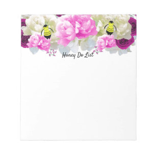 Honigbienen und Blumen Honey To-Do-Liste Notizbloc Notizblock