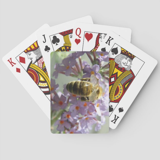 Honigbienen und Buddleia-Blume Spielkarten (Rückseite)