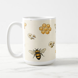 Honigbienen und Honigwaben nahtloses Muster Kaffeetasse