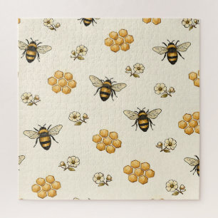 Honigbienen und Honigwaben nahtloses Muster Puzzle