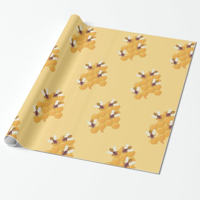 Honigbienen und Honigwabendesign Geschenkpapier (Ungerollt)