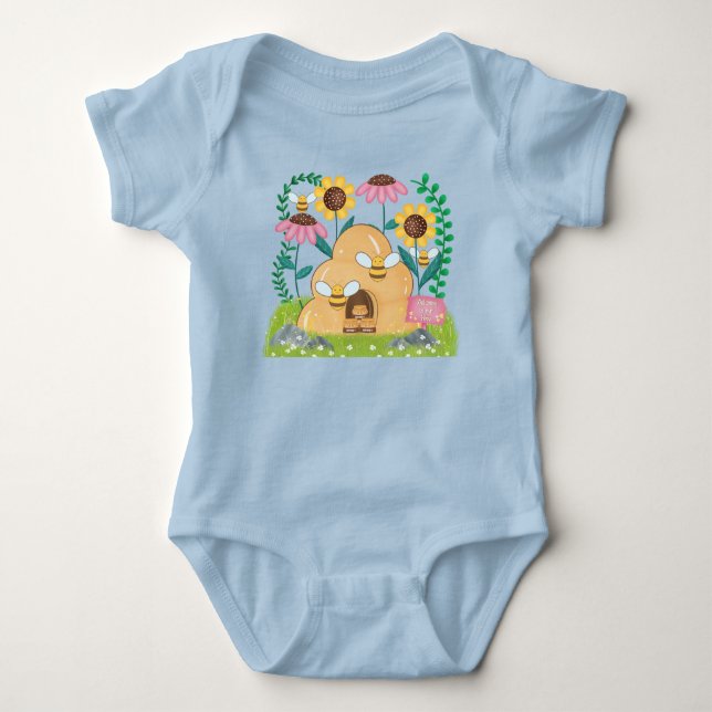 Honigbienenfamilie Baby Strampler (Vorderseite)