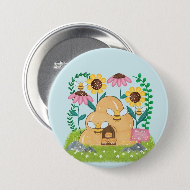 Honigbienenfamilie Button (Vorne & Hinten)