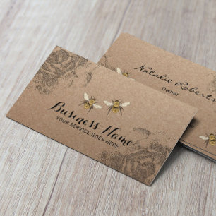 Honigbienenfarm Vintage Floral Rustik Kraft Visitenkarte