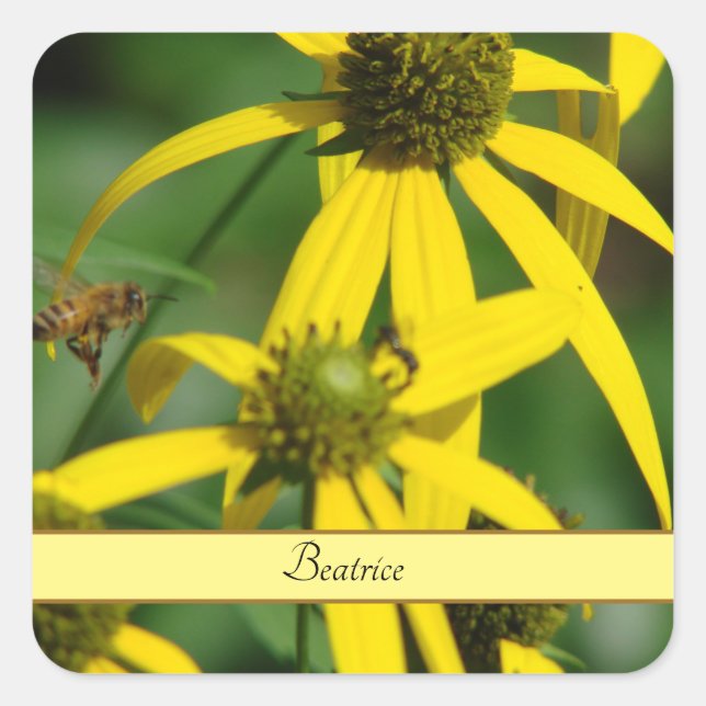 Honigbienenflug Quadratischer Aufkleber (Vorderseite)