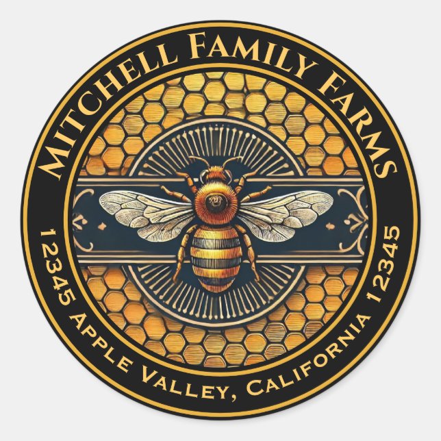 Honigbienensiegel Runder Aufkleber (Vorderseite)