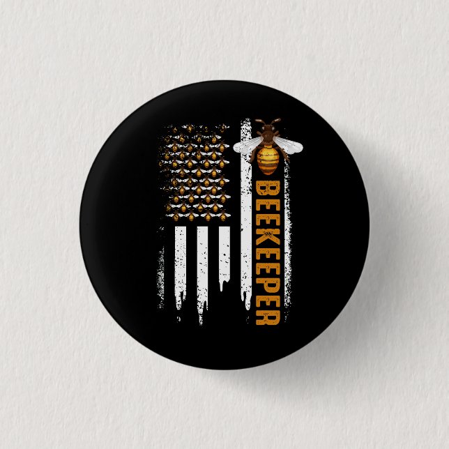 Honigbienenzucht Bienenzucht Bienenhalter USA Flag Button (Vorderseite)