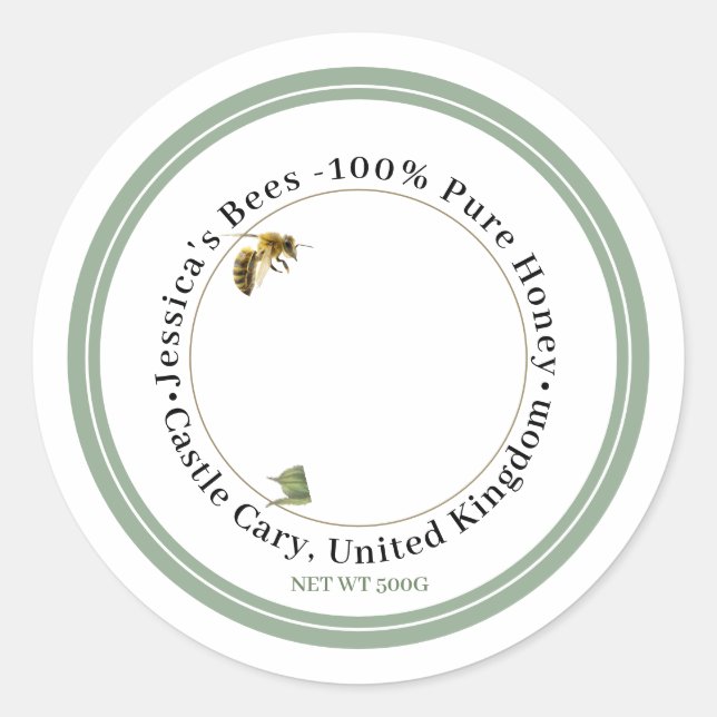 Honigetikett mit Wildblume und Honigbiene Runder Aufkleber (Vorderseite)