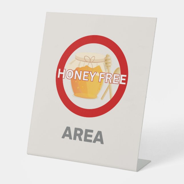 Honigfreie Zone - angepasste Lebensmittelallergie- Sockelschild (Vorderseite)